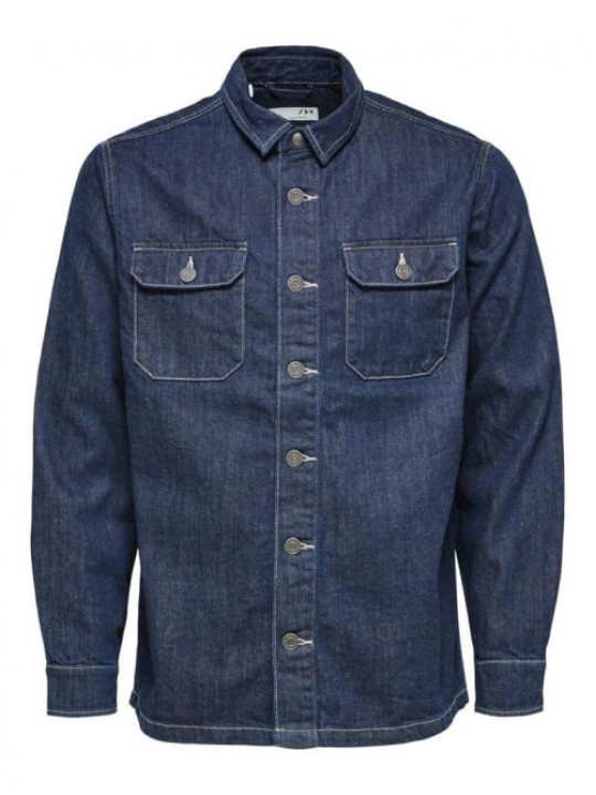 Selected Men's Overshirt Thick Denim Jacket| Dark Blue
