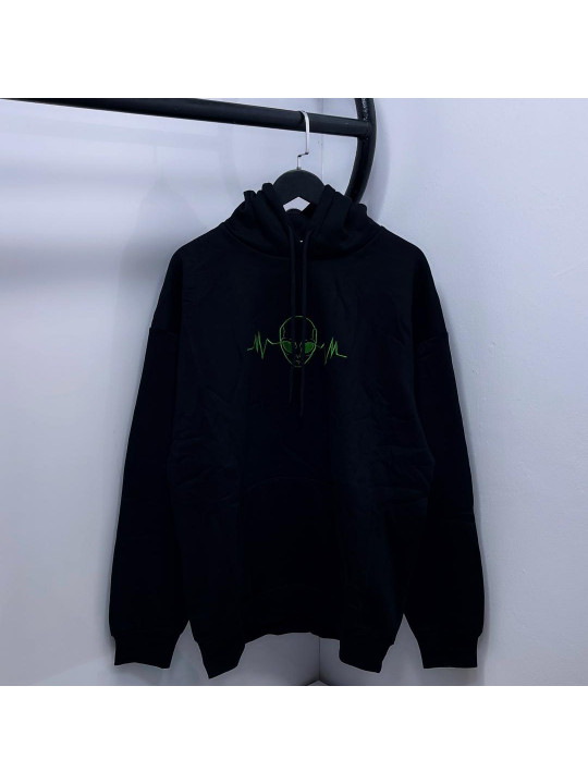New Authentic Hoodie with Alien Prints | Black