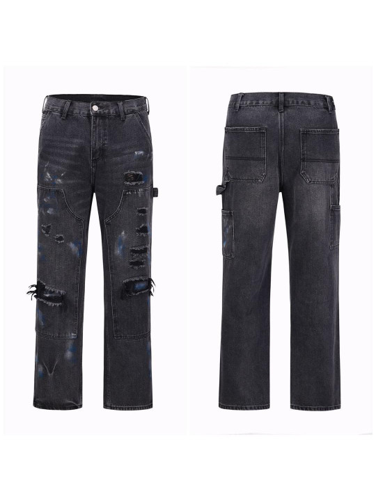 High Quality Faded Ripped Jeans | Black