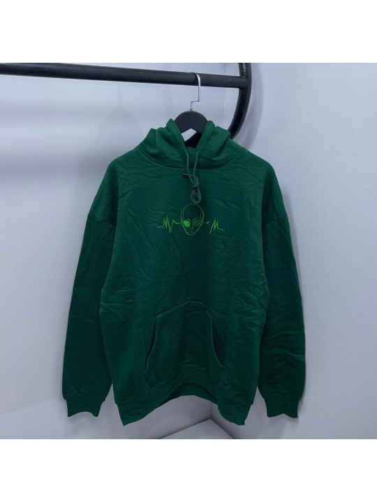 New Authentic Hoodie with Alien Prints | Green