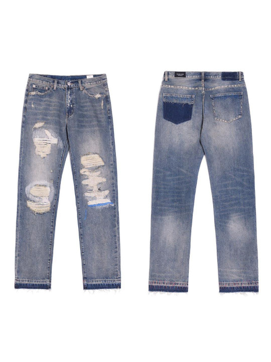   High Quality Straight Cut Rigged Jeans | Blue