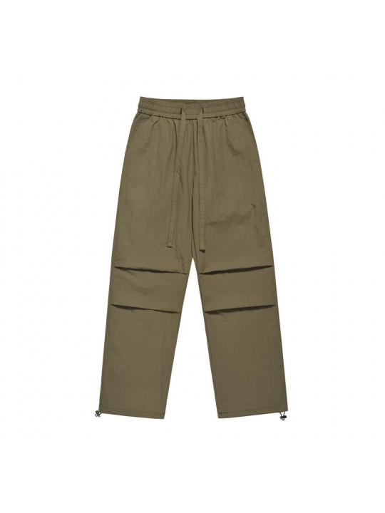 Loose Fit Plain Cargo Pants with Drawstring | Green