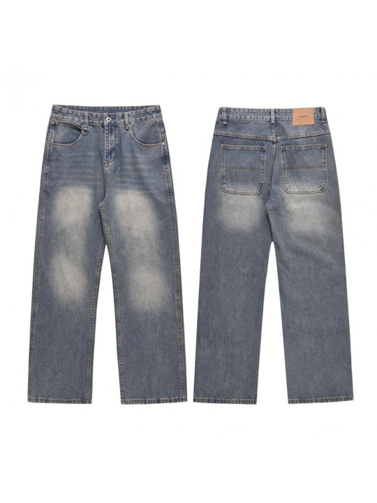 Straight Cut Faded Ripped Jeans | Blue