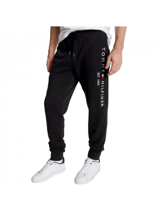 Tommy Hilfigher Men's Embroidered Logo Joggers With Pocket | Black