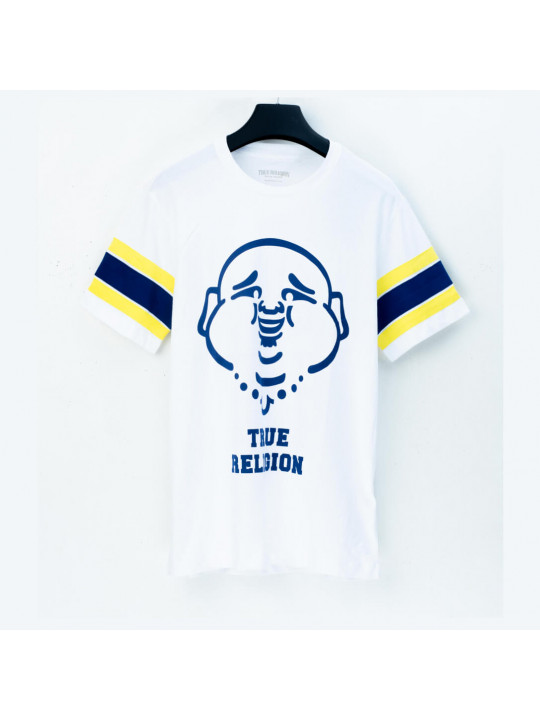 True Religion Mens SS T-Shirt | Stripe White