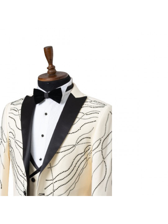 Men's Maestro Single Button Suit With Stones | Cream
