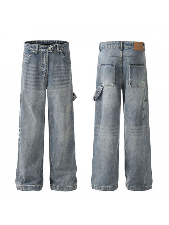Men's High Quality Faded Denim Baggy Jeans | Blue