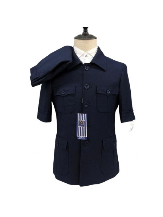 Men's Traditional Kaunda SS Suit | Navy Blue