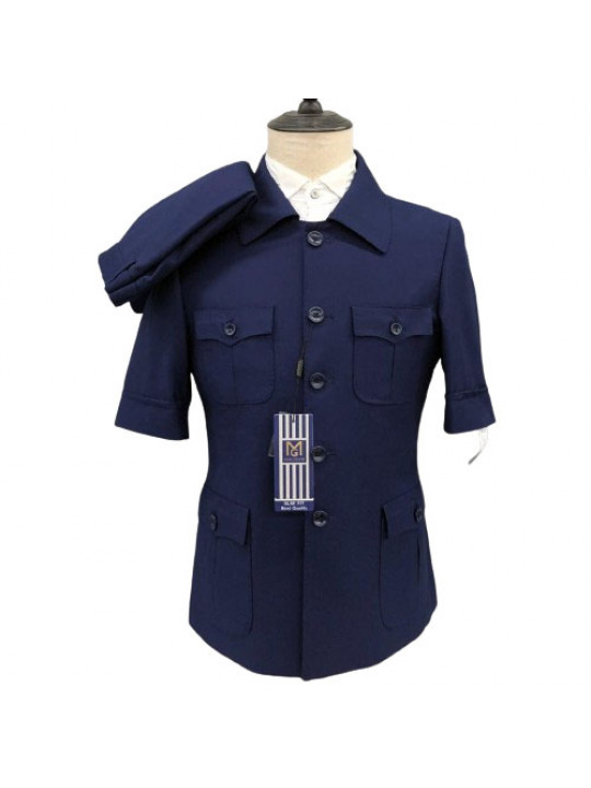 Men's Traditional Kaunda SS Suit | Royal Blue