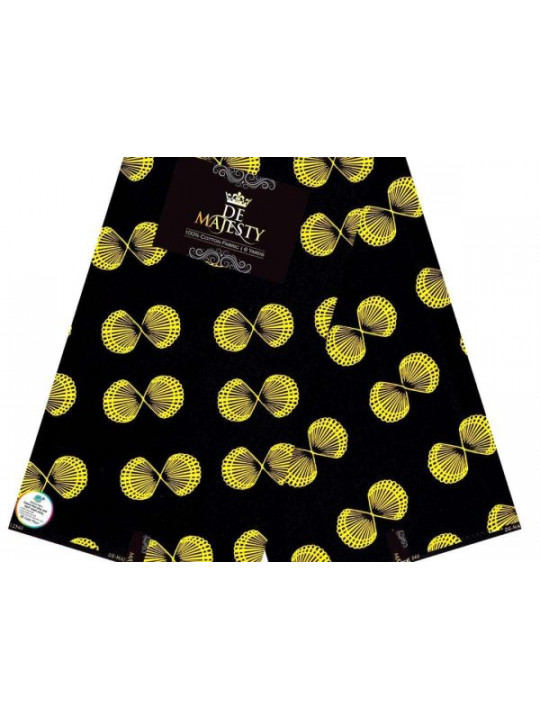 High Quality De Majesty Ankara Fabrics 6 Yards | Yellow Butterfly