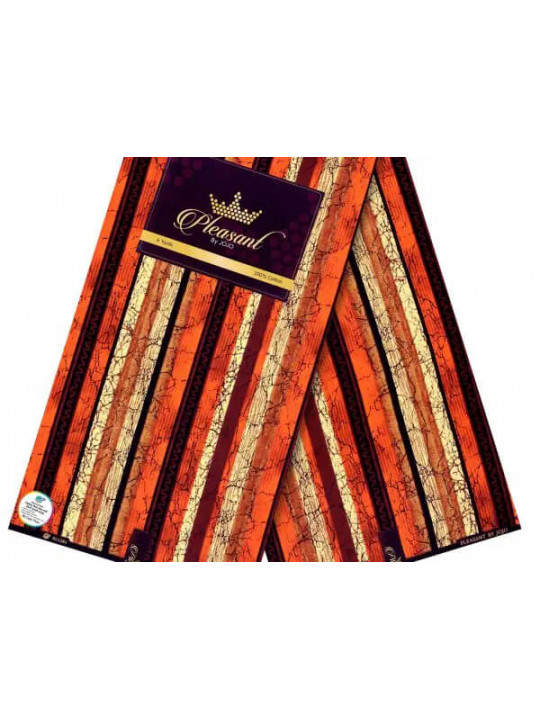 High Quality Pleasant Ankara Fabrics 6 Yards |Stripe Orange