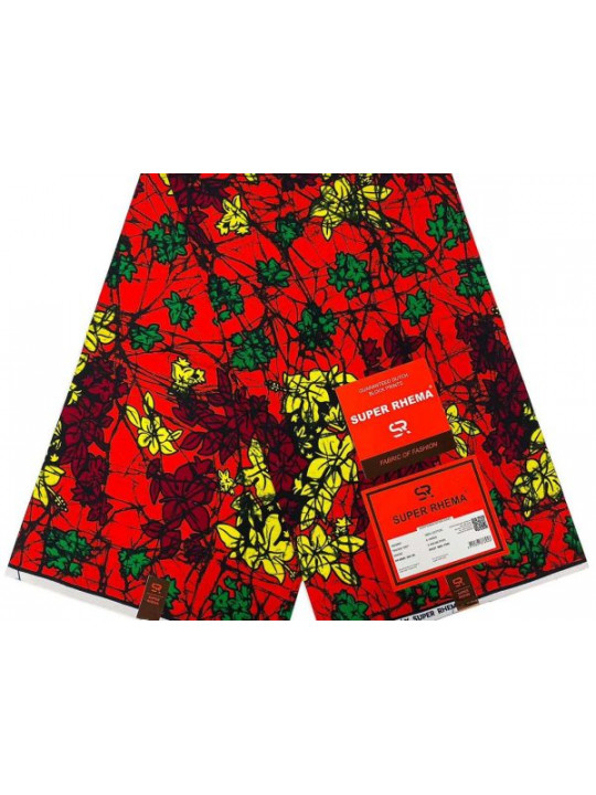 High Quality Ankara Fabrics 6 Yards | Floral Red