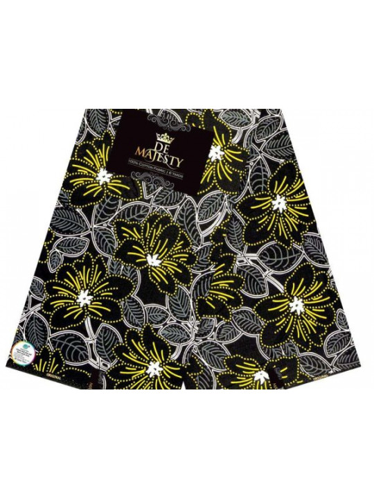 High Quality De Majesty Ankara Fabrics 6 Yards | Floral Yellow