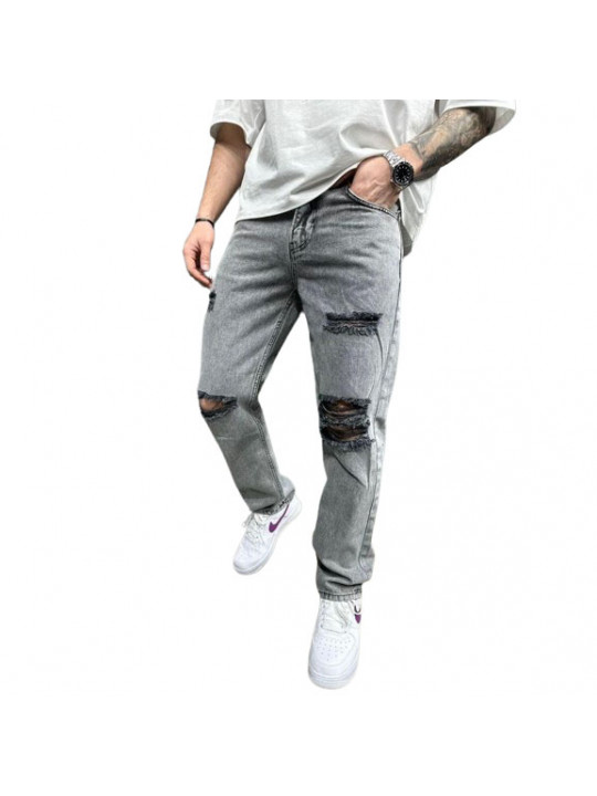 Men's High Quality Ripped Slim Fitted Jeans | Grey