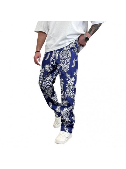Men's High Quality Paisley Patterned Jeans | Blue