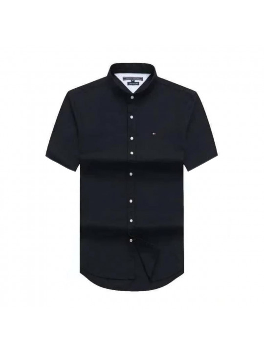 Tommy Hilfiger Bishop Collar SS Shirt | Black