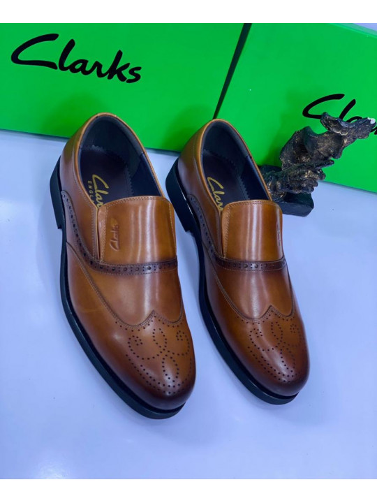 New Men's Clarks Brogue Leather Shoe | Brown