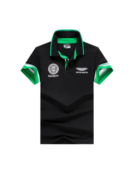 New Arrival Hackett Astort Martin Short Sleeve Polo | Black & Green