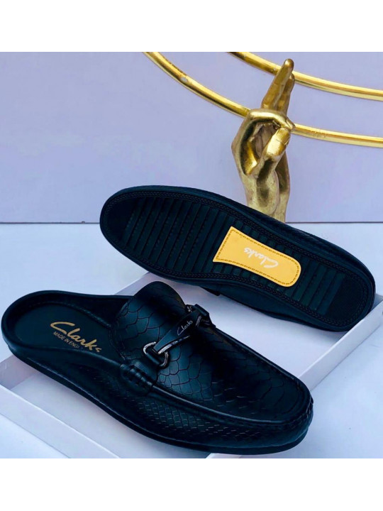 New Men's Clarks Leather Half Shoe | Black