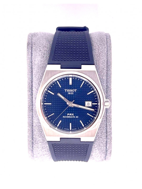 New Tissot PRX Powermatic Blue Face Rubber Strapped Watch | Blue