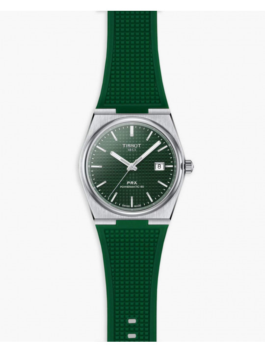 New Tissot PRX Powermatic Green Face Rubber Strapped Watch | Green
