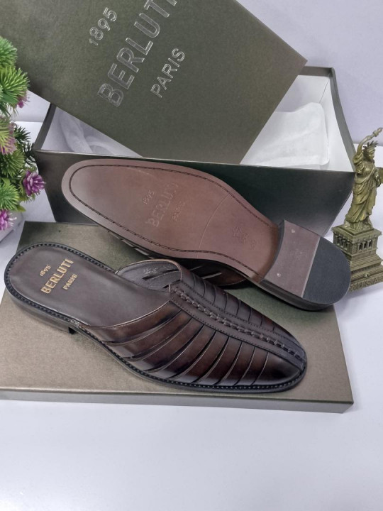New Men's Berluti Paris Leather Half Shoe | Coffee Brown