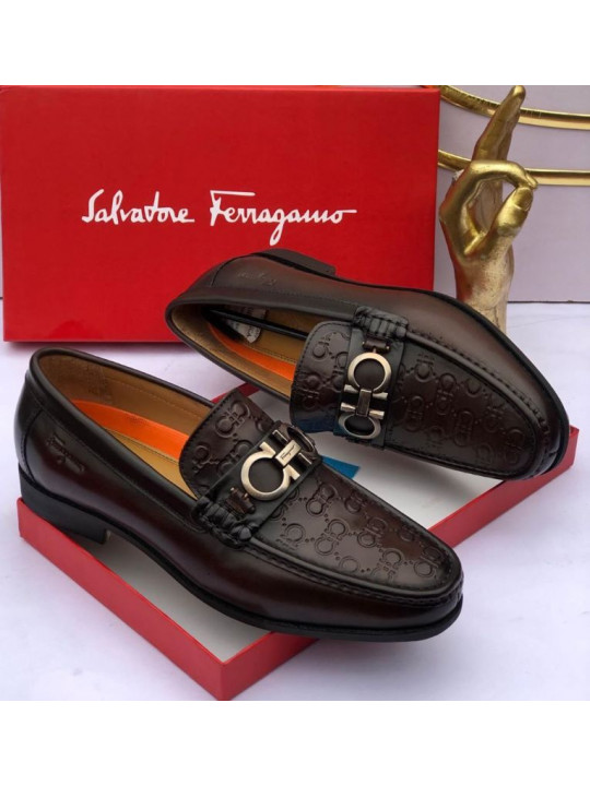 New Men's Ferragamo leather loafer | Dark Brown