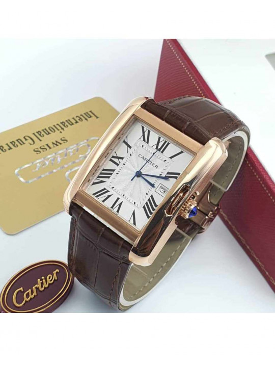 New Cartier Leather Strapped Wristwatch | Brown