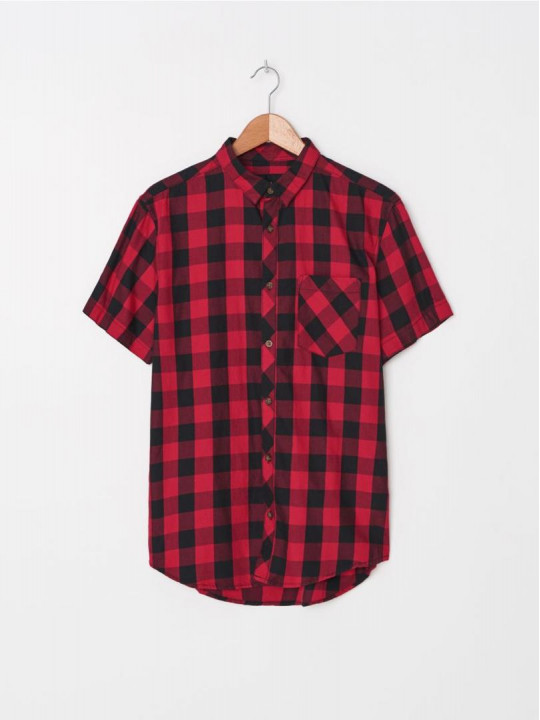 New Spring & Gege boy short sleeve Checked Shirt | Red & Black