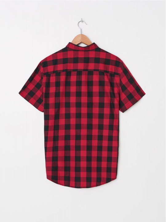 New Spring & Gege boy short sleeve Checked Shirt | Red & Black