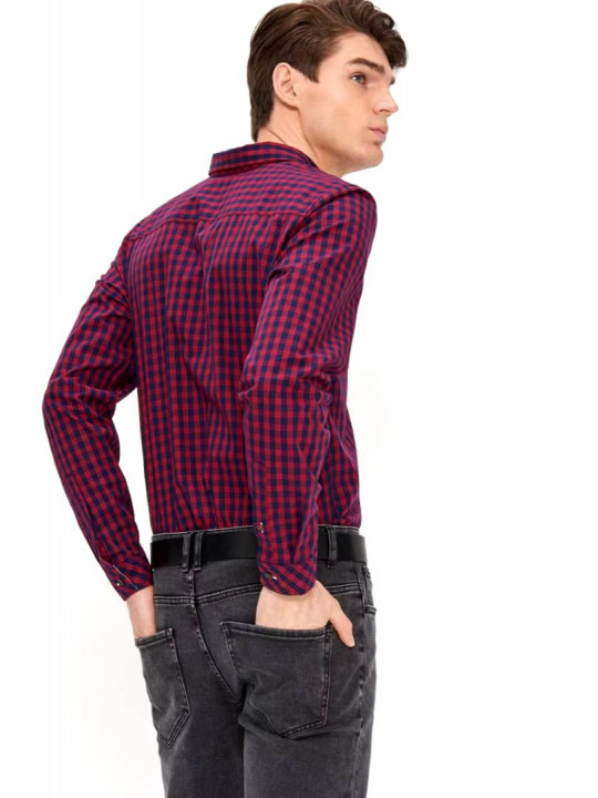 New Arrival House Brand Checked Shirt | Red & Dark Blue