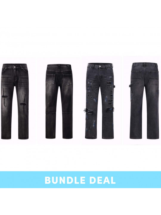 High Quality Black Faded Ripped Jeans Duo Bundle