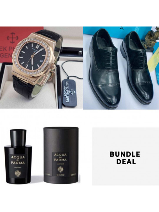 Men's Essential 3-Piece Bundle Gift Set + Fragrance + Shoes + Timepiece