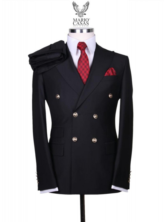 New Men's Double Breasted Royal Series Suit | Black