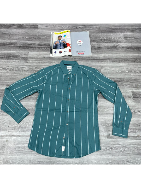 New Only & Sons Casual Stripped Long Sleeve Shirt | Green