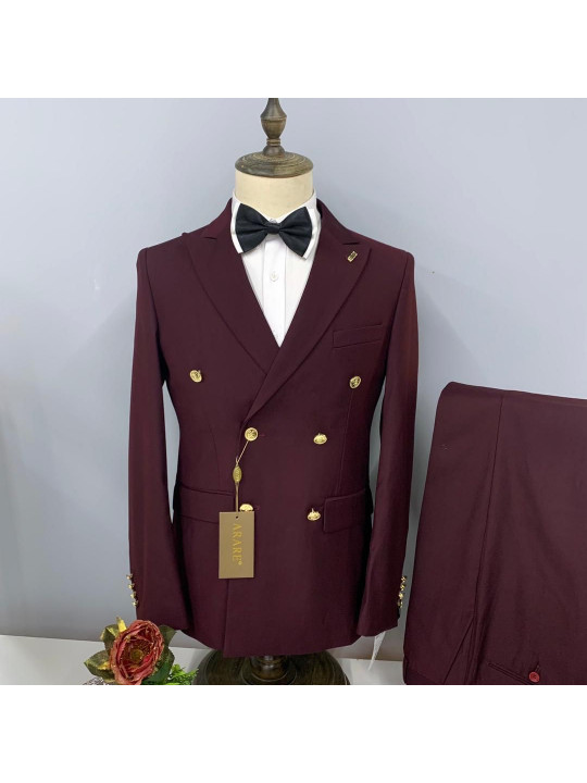 New Arrival Arare Double Breasted Suit | Wine