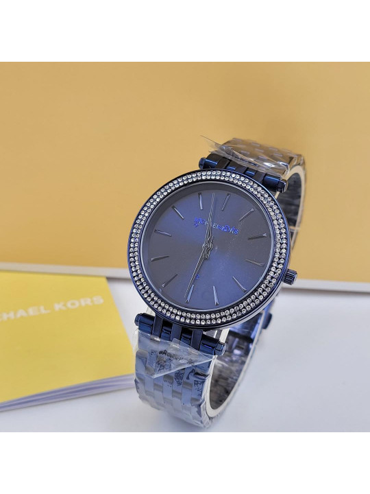 New MICHAEL KORS Women's Darci Steel Glitz Wristwatch|Blue