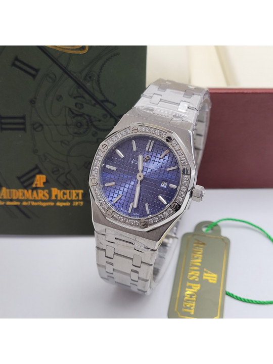 New Women`s Audemars Piguet Royal Oak Wrist Watch with Studs | Sliver & Blue