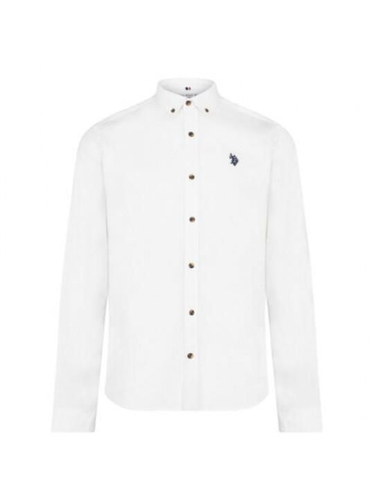 US Polo Assn LS Shirt With Black Buttons | White
