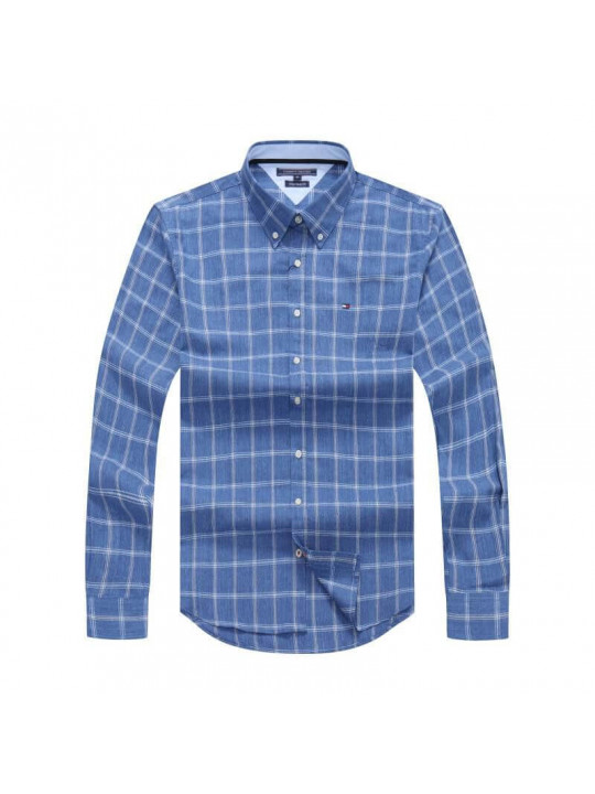 Tommy Hilfiger Checkered Multicoloured LS Shirt| Light Blue