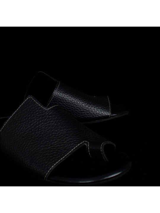 New Men Kola Kudus Palm Leather Slippers | Black