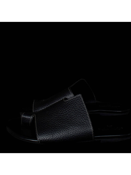 New Men Kola Kudus Palm Leather Slippers | Black