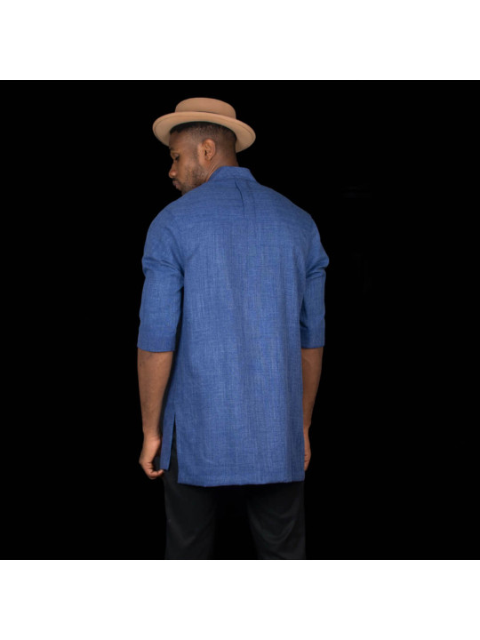 New Men's Kola Kudus Electric V-neck Tunic | Blue