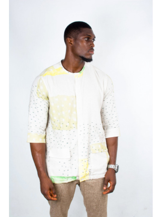 New Men's Kola Kudus Tunic Sweat Set | White & Brown