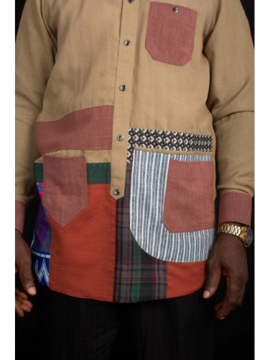 New Men's Kola Kudus Woody Asymmetric Cut Design Tunic | Brown