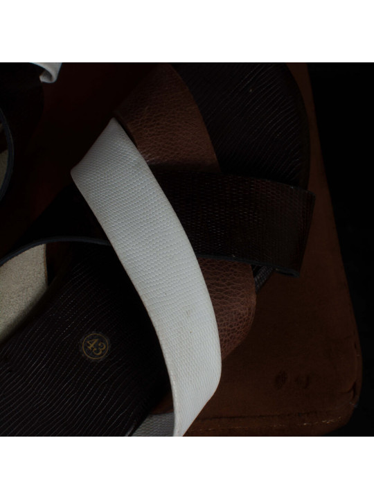 New Men Kola Kudus Cross Brown Tone Palm Leather Slippers | Brown