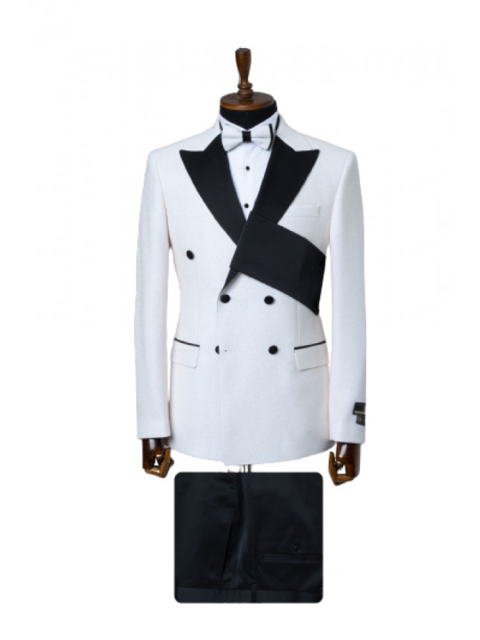 Men's Luxury Double-breasted Tuxedo | White
