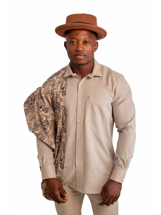 New Men's Kola Kudus Styled Shirt | Khaki