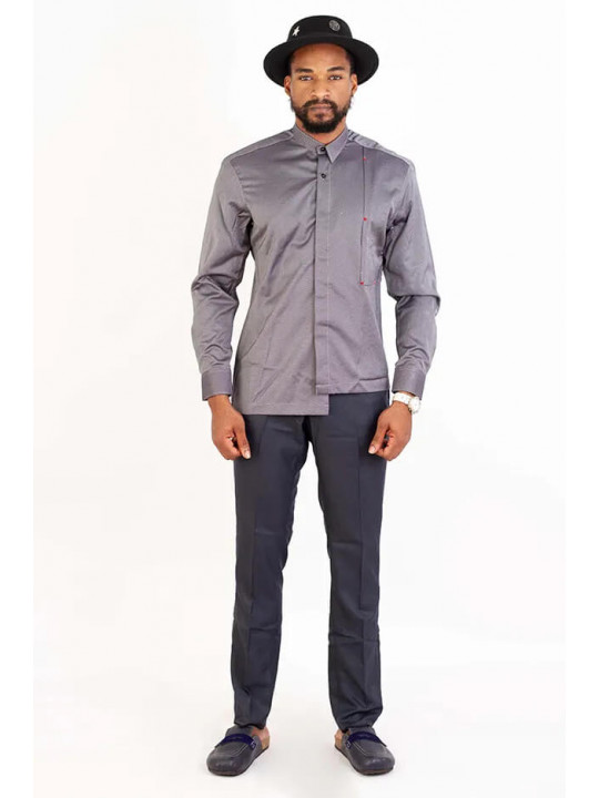 New Men's Kola Kudus Unorthodox Two Tone Shirt Set | Grey