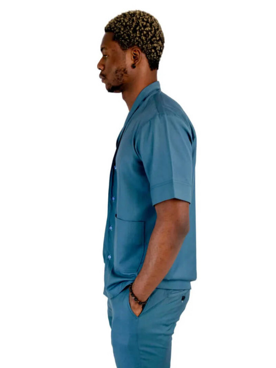 New Men's Kola Kudus Dele Blush Shirt Set | Blue